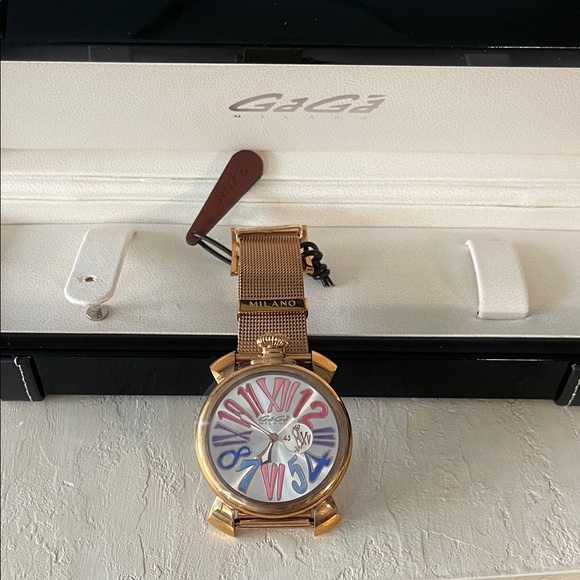 GaGa Milano Gold Watch with Multicolor Dial - Picture 1 of 8